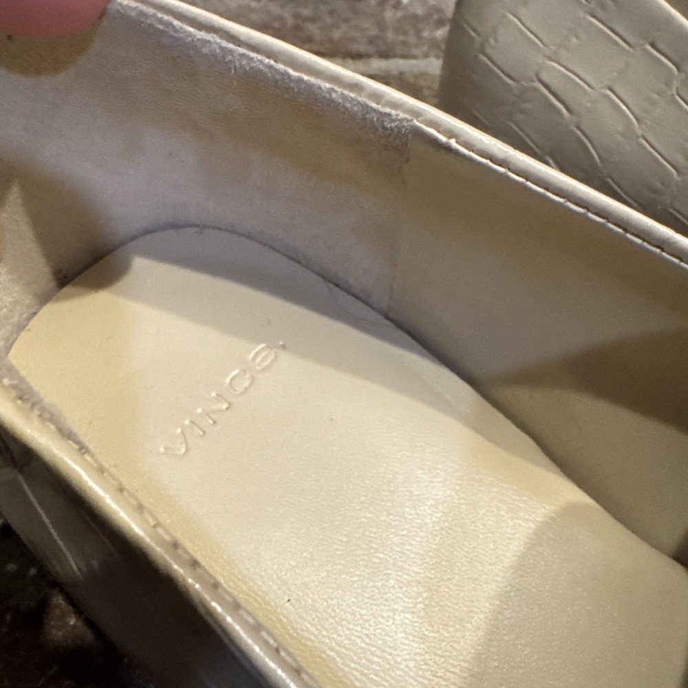 Vince Womens Naomi Ivory Patent Leather Croc Print Loafers Size 7M EU 37 #404 - Picture 12 of 16